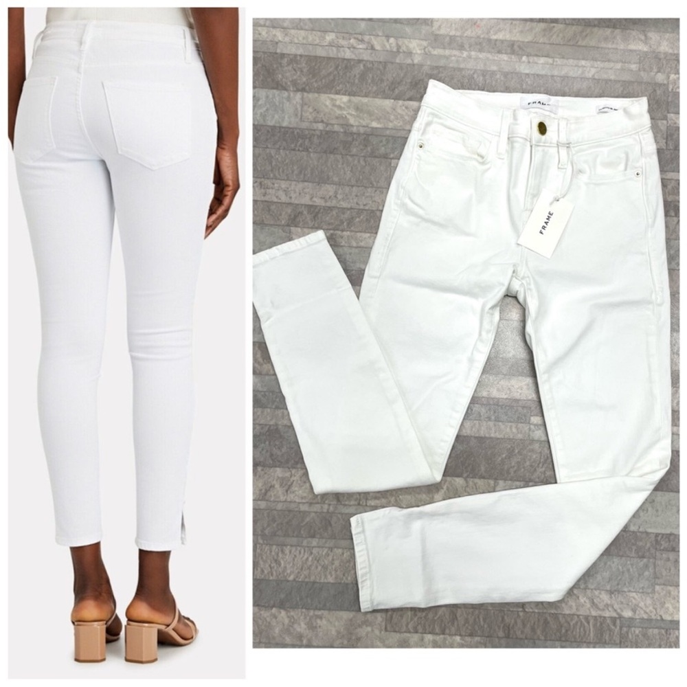 NWT Frame Denim Le Skinny De Jeanne Crop Jean In Blanc White Size: 25